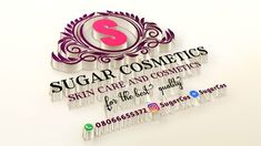 the logo for sugar cosmetics is displayed on a wall