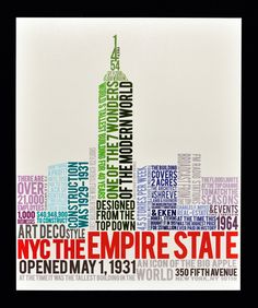 the empire state is depicted in many different colors