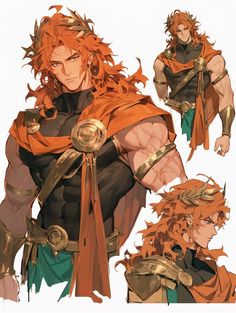 an orange haired male character in armor