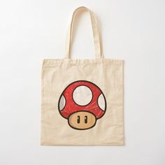 100% cotton reusable shopping carry bag with digital print on one side. Mario red Mushroom Mushroom Tote Bag, Red Mushroom, Eco Bag, Cotton Tote Bag, Carry Bag, Carry On Bag, Cotton Tote Bags, Super Mario, Bag Sale