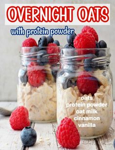 Overnight Oats with Protein Powder is a delicious and easy way to start your day! Simply combine oats, oat milk, protein powder, vanilla and cinnamon and refrigerate overnight for a creamy breakfast that’s packed with nutrition! An easy breakfast recipe for protein overnight oats!