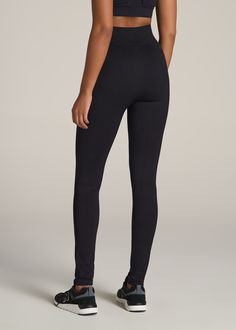 About Our Extra-Long Women’s Leggings These tall leggings will help you take your workout to the next level. Finding leggings that are long enough can be a struggle, which is why we set out to design leggings for tall women between 5’9” and 6’6”. All of our legging styles have extra-long inseams that will go all the way to your ankles and this pair is no exception. They’re super long and are designed to help you maximize your sweat sesh, made of a four-way stretch material that moves better in e Seamless Elastane Leggings For Training, Versatile High Stretch Black Leggings, Versatile Black Elastane Tights, Tight Elastane Leggings For Pilates, Versatile Tight Black Yoga Pants, Seamless Full-length Tight Bottoms, Seamless Full Length Tight Bottoms, Full Length Tight Bottoms With Seamless Construction, Versatile Compression Black Leggings