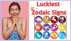 a woman with her hands together in front of the zodiac signs