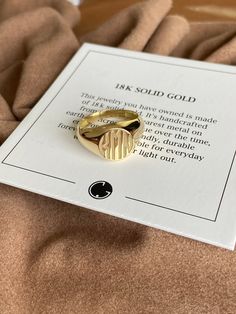 This cool engraved ring is made of real 18k Solid Gold. It's a perfect personalized pinky ring for man but also women can wear.  This 5 gr custom ring for man is most common type of pinky rings. You will love this personalized jewelry. You see initials engraved ring on pictures. We can engrave on it monogram, crest, letter, initals, number or date. Enter the name, date, number or letter you want on the ring at personalization section. If you want a signet, pattern or logo on your ring, please se Pinky Rings For Men, Gold Pinky Rings, Men Gold Rings, Mens Gold Signet Rings, Jewelry For Man, Pinky Signet Ring, Ring For Man, Mens Pinky Ring, Gold Pinky Ring