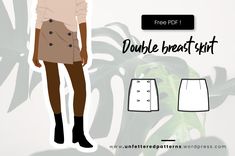 a women's coat and skirt sewing pattern with the text, double breast suit