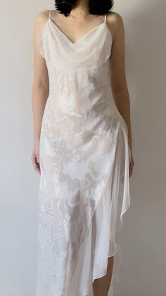 White Sheer Evening Slip Dress, White Sheer Slip Dress For Evening, Formal Sleeveless Sheer Slip Dress, Sheer Silk Slip Dress For Wedding, Elegant Summer Slip Dress With Sheer Bodice, Sheer Silk Dress For Wedding Night, Sleeveless Sheer Slip Dress For Evening, Wedding Dress In Silk Chiffon With Bias Cut, Sheer Slip Dress For Wedding