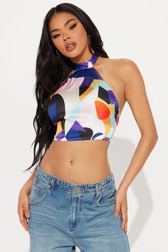 Available In Multi Color. Satin Halter Top Mock Neck Tie Neck Backless Tie Back Abstract Printed Cropped Non Stretch Disclaimer: Print Placement May Vary. 100% Polyester Imported | Summer Loving Satin Halter Top size Small by Fashion Nova Summer Loving, Color Fashion, Print Placement, Braids For Black Hair, Women Shirts Blouse, Tie Neck, Summer Of Love, Tie Back, Halter Top