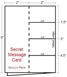 the secret message card is shown with measurements for each card, and it's size