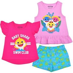 FUN AND STYLISH FEMININE CLOTHESBaby Shark girls clothes are fun, fashionable and durable too! Mix and match these adorable clothes for a day at the beach, picnics, playing and hanging out with family and friends. Relaxed fit and comfortable fabric with cute details, ruffled sleeves and vibrantly colored prints! Size: 12M.  Color: Pink.  Gender: female.  Age Group: infant. Shark Clothing, Mommy Shark, Nickelodeon Girls, Shark Girl, Shark Tee, Girls Fun, Basketball Birthday, Blue's Clues, Shark Shirt