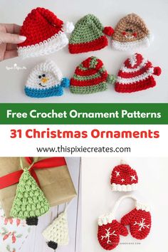 crochet christmas ornaments with text overlay that says free crochet ornament patterns