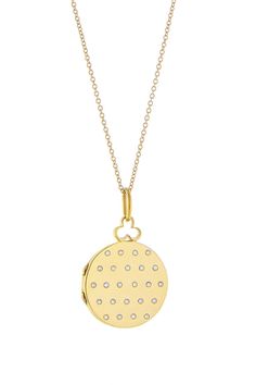 Named after my daughter 'Jane' who shines with the brightness of every star in the night sky. Our 'Jane' locket is speckled with bezel set with rainbow sapphires, for a colorfully radiant finish. Details 18K Round Gold Locket18mm in DiameterTCW 0.24ct White DiamondsStandard Chain Included: 16', 14k 1.3 Cable Chain With Lobster Claw Clasp Gift Yellow Gold Diamond Necklace With Detachable Pendant, Yellow Gold Diamond Necklace With Detachable Pendant For Gift, Yellow Gold Medallion Locket Necklace In Amulet Style, Celestial Yellow Gold Necklaces With Single Cut Diamonds, Celestial Yellow Gold Necklace With Single Cut Diamonds, Elegant Yellow Gold Medallion Necklace With Locket, Elegant Yellow Gold Medallion Locket Necklace, Celestial Necklace With Pendant Of Single Cut Diamonds, Yellow Gold Medallion Locket Necklace