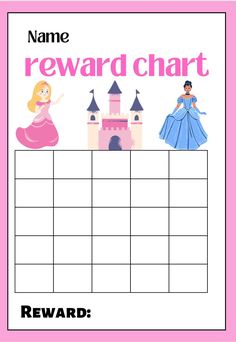 a reward chart with princesses on it