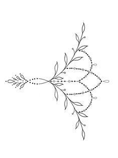 a drawing of a flower with leaves and dots on the petals is shown in black and white