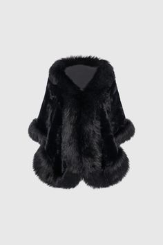 Gorgeous Faux Fur Wrap Evening Cape | Black | 1 Roaring 20s Accessories, 20s Accessories, Black Fur Stole, Black Fur Shawl, 1920s Accessories, Flapper Accessories, Black Luxury Faux Fur Outerwear, Vintage Fur Shawl, Luxury Black Fluffy Fur Coat