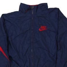 Description:Vintage Age 9 navy Nike jacket, fits medium.GENDER: boys CONDITION: good - small mark on front.STYLE: jacketERA: 1990sCOLOUR: navyFABRIC: nylon Navy Vintage Windbreaker For Streetwear, Navy Nylon Track Jacket For Streetwear, Urban Navy Windbreaker For Streetwear, Navy Nike, Jacket Fits, Nike Jacket, Nike, Navy