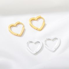 1 pair Size: 20mm x 15mm Material: Metal - Stainless Steel Earring Type: Hoop Earrings Color: Gold & Silver Plated Ear Cuff Piercing Earrings, Elegant Wedding Jewelry, Ear Cuff Piercing, Silver Heart Earrings, Heart Hoop Earrings, Heart Drop Earrings, Valentines Jewelry, Heart Studs, Delicate Earrings