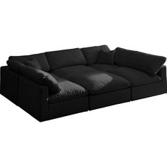 Latitude Run® Atis 6 - Piece Upholstered Sectional & Reviews - Wayfair Canada Black Couches, Plush Collection, Velvet Sectional, U Shaped Sectional, Meridian Furniture, Black Sofa, Modular Sectional Sofa, Down Feather, Sofa Sale