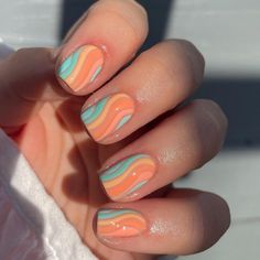 Colourful Nail, College Nails, Do It Yourself Nails, Teen Nails, Nails Orange, Navy Nails, Orange Nail Designs, Themes Ideas