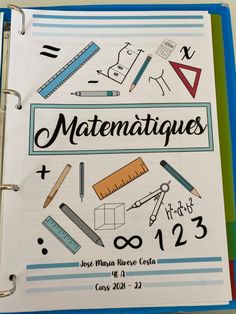 an open notebook with the words matentaiaques written in cursive writing