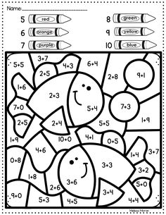 the color by number addition worksheet for kids to learn numbers and countings