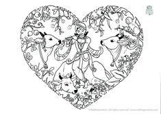 a heart shaped coloring page with an image of two people riding on horses in the middle