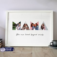 a white framed photo with the word mam printed on it