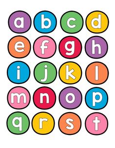 the letters are in different colors and shapes