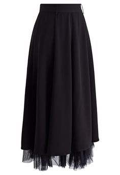 In a timeless solid color with a mesh spliced hem, this stylish skirt is a must – whatever the season. Wonderfully drapey, it comes in a flattering high waist with belt loops, and works just as well with shirts.    Belt loops  Mesh spliced lining  Concealed back zip closure  100% Polyester  Hand wash cold      size & fit    CM IN          Size  Length  Waist      XS  84  66      S  85  70      M  86  74                  Size  Length  Waist      XS  33  26      S  33.5  27.5      M  34  29            * Our model is 176 cm/5'9" tall and wearing size XS Stylish Skirts, Mecca, Your Voice, Cosmopolitan, Midi Skirt, Solid Color, Mesh, High Waisted, Things To Come