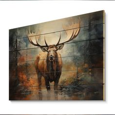 a painting of an elk on the side of a building