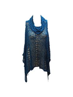 Material: Polyamide 30% - Acrylic 70% Free Size Fits up to 28  Bust: 54'' Approx Length: 25'' Approx     Colour:Petrol Blue - Vintage Cowl Neck Poncho  - Plus Size -Handmade  - Delicate crochet knit work -Asymmetric hemline  - Pullover Shawl - Lightweight knit Poncho - Perfect for all season   Wide range of colours available - check our shop  https://www.etsy.com/uk/shop/MemsaabLondon?ref=seller-platform-mcnav&section_id=20480495  BLACK CORAL GOLD IVORY JADE KHAKI LIGHT GREY LATTE LIME PETROL BL Bohemian Winter Open Knit Top, Bohemian Open Knit Top For Winter, Winter Bohemian Open Knit Top, Blue Crochet Top With Knit Fabrication, Blue Knitted Crochet Top, Bohemian Winter Knitted Tops, One Size Blue Knit Sweater, Blue Bohemian Knit Tops, Bohemian Knitted Tops For Layering