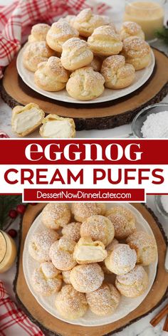 an eggnog cream puffs recipe on a platter