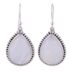 Historically associated with the moon and the goddess Diana rainbow moonstone is simply stunning in this pair of earrings from Neeru Goel. The teardrop-shaped cabochon gems are set in sterling silver earrings that are expertly crafted by hand. Moonstone Teardrop Gemstone Earrings, Teardrop Moonstone Gemstone Earrings, Pierced Teardrop Moonstone Earrings, Goddess Diana, Halo Jewelry, Best Earrings, Silver Necklaces Women, Moonstone Earrings, Fancy Jewelry