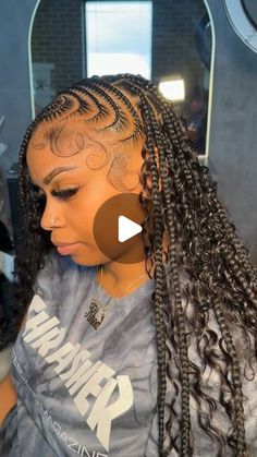 Cornrows Braids Side Part, Boho Knotless Braids With Cornrows, Stitch And Knotless Braids, Triable Knotless Braids Hairstyle, Cornrow Boho Knotless Braids, Half Scalp Braids Half Knotless Braids, Cornrows On Top Box Braids In Back, Braids To The Side With Knotless, Stitch Braids With Knotless In Back