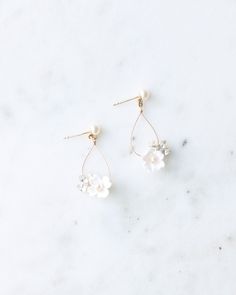 Belle Fleur Earrings – Atelier Elise Flowers And Crystals, Pearl Drop Earrings Bridal, Bridesmaid Pearl Earrings, Earrings Pearl Drop, Pearl Cluster Earrings, Dainty Flowers, Pearl Bridal Jewelry, Bridal Earrings Drop, Pearl Jewelry Wedding