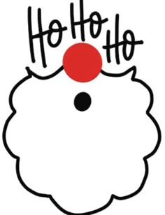 a santa claus face with the word ho hoo on it