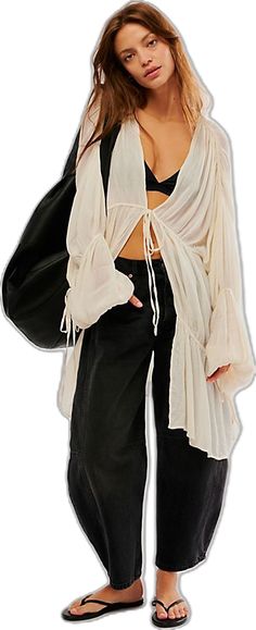 White Flowy V-neck Kimono, Bohemian Flowy V-neck Kimono, Summer Free-spirited Kimono, White Bohemian V-neck Kimono, Flowy V-neck Printed Kimono, Boho Outfits, Color Coding, Relaxed Fit, Style Inspiration