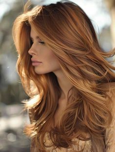 Chic Caramel Hair Color Ideas: Auburn Balayage, Honey Brown, and More Honey Blonde Ginger Balayage, Honey And Auburn Highlights, Honey Auburn Hair Golden Brown, Golden Strawberry Blonde Balayage, Golden Brown With Blonde Highlights, Golden Brown Hair Color Honey, Honey Hair Color Ideas, Caramel Ginger Hair, Balayage Caramel Hair