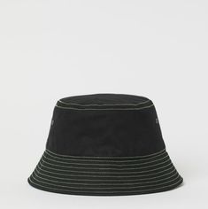 New Justine Skye X H&M Contrast Stitch Bucket Hat. Size S/M. Summer Cotton Hat In Black, Black Cotton Hat For Summer, Black Cotton Summer Hat, Summer Black Cotton Hat, Spring Black Cotton Bucket Hat, Black Wide Brim Cotton Hat, Black Cotton Wide Brim Hat, Trendy Black Bucket Hat For Spring, Black Bucket Hat For Spring Streetwear