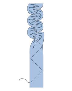 an image of a tall blue object with lines going through the top and bottom part