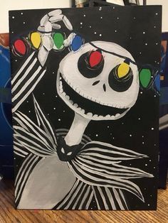 Christmas Diy Canvas, Nightmare Before Christmas Diy, Diy Christmas Canvas, A Nightmare Before Christmas, Fall Canvas Painting, Christmas Drawings