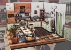 a model of a kitchen and dining area