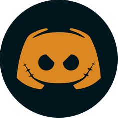 a black and orange circle with an image of a skull