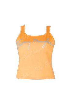 Orange Cotton Sleeveless Tank Top, Orange Sleeveless Cotton Tank Top, Retro Orange Sleeveless Top, Vintage Cotton Scoop Neck Top, Mugler Logo, Mugler Top, Dream Boutique, Baby Gang, Movie Outfits