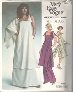 Vogue 1458 1970s Misses Day Evening Dress Tunic Skirt Pants and Shawl Pattern BILL BLASS Womens Vintage Sewing Pattern Size 14 Bust 36 - Etsy Tunic Dress Patterns, Evening Dress Patterns, Pants Skirt, Designer Evening Dresses, Bill Blass, Womens Sewing Patterns