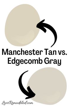 two circles with the words manchester tan vs edgecomb gray and an arrow pointing to each other