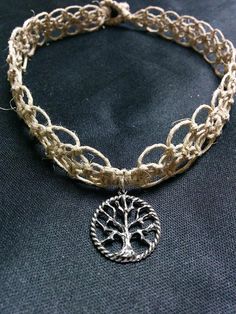 Tree of Life Charm Natural Hemp Choker by hempcreationsbyjulie Hippie Style Natural Jewelry Gift, Hippie Style Natural Jewelry For Gifts, Hippie Style Choker With Adjustable Cord As Gift, Hippie Choker With Adjustable Cord As Gift, Hippie Choker With Adjustable Cord For Gift, Hemp Tree Of Life, Tree Of Life Hemp, Hemp Cord Necklace, Hemp Jewelry Hippie Shop