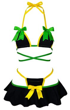 Celebrate summer, with this beautiful bikini set inspired by the Jamaican flag 🇯🇲 💚🖤💛 Wear it without the sleeves for the BEACH 🏖️ or with the sleeves a night at the festival 🎡 This set is made out of a stretchy fabric. It includes the BRA, THONG, SKIRT AND SLEEVES MODEL IS WEARING SIZE C CUP BRA/ MEDIUM BOTTOM SIZE CHART: US SIZE Rave Swimwear For Summer Costume Party, Vacation Outfits Jamaica, 90s Bikinis Vintage, Baddie Bathing Suits, Jamaica Trip Outfits, Jamaica Vacation Outfits Black Women, Swimsuit Black Women, 90s Swimwear, Birthday Vacay