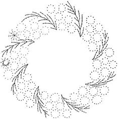 a circle made up of small dots with leaves on the top and bottom, as well as