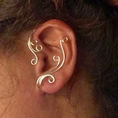 Vine Ear Cuff Swirl Vine Ear Cuff Ear Wrap Ear Jacket Ear | Etsy Ear Cuff Diy, Cuffs Diy, Wire Ear Cuffs, Vine Jewelry, Elf Ear Cuff, Jewelry Ear, Ear Jacket Earring, Ear Climber, Wrap Earrings