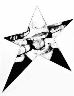 a black and white drawing of a hand holding a star